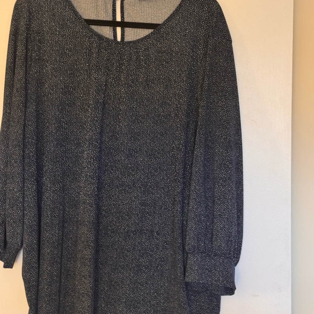 Adrianna Papell Navy Long Sleeve Blouse 3X